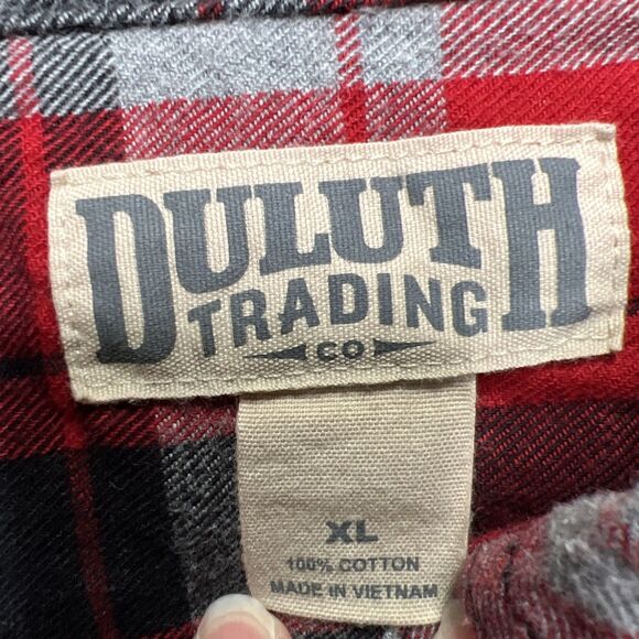 Duluth Trading Flannel Shirt Mens XL Burlyweight Heavy Duty Workwear Red Plaid - Picture 2 of 7